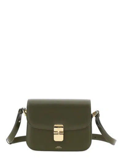 Apc A.p.c. Mini Grace Small Leather Handbag With Adjustable Strap In Brown