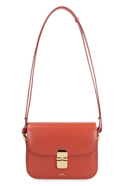 Apc A.p.c. Mini Leather Crossbody Handbag In Brown