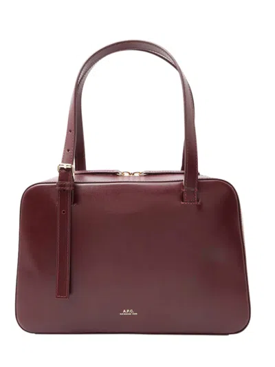 Apc A.p.c. Mini Leather Handbag For Women In Burgundy