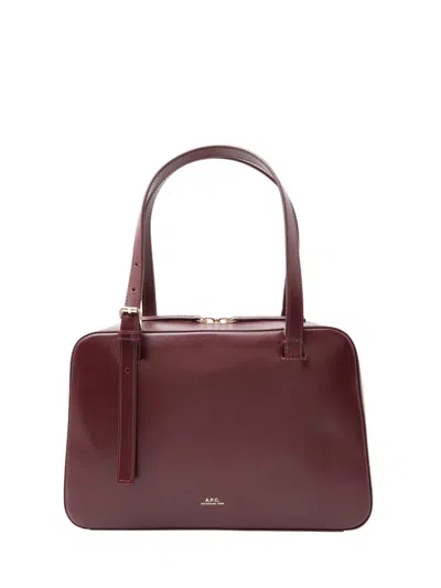 Apc A.p.c. Mini Leather Handbag For Women In Burgundy
