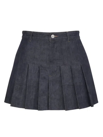 Apc A. P.c. Mini Pleated Skirt In Blue