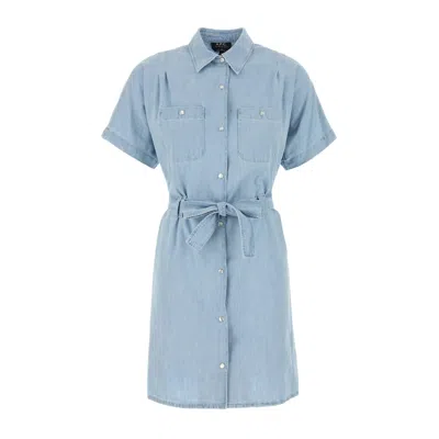Apc A.p.c. Mini Relaxed Organic Cotton Dress In Blue