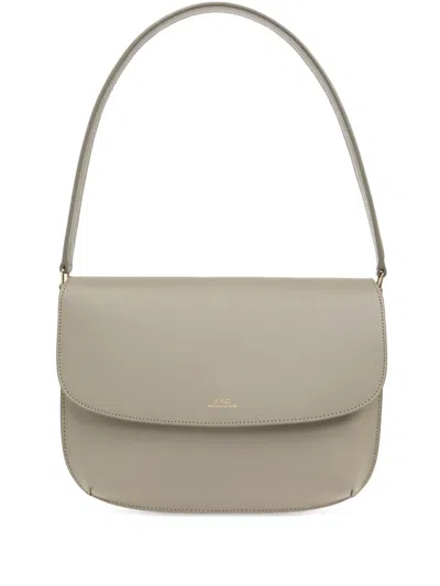 Apc A.p.c. Sarah Logo Detailed Shoulder Bag In Grey