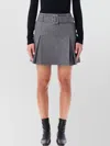 Apc Mini Skirt With Belted Waist And Pleats In Gray