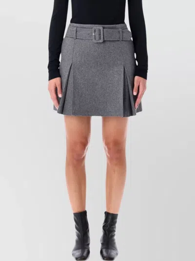Apc Mini Skirt With Belted Waist And Pleats In Gray