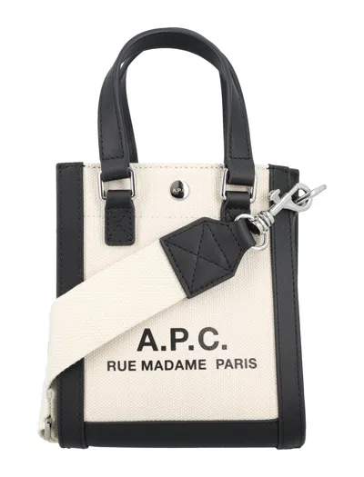 Apc Two-tone Canvas And Leather Camille 2.0 Mini Handbag In Beige
