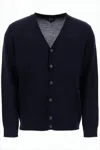 Apc Minimalist V-neck Cardigan With Button-down Front In Blue