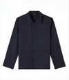 Apc Minimalist Wool Jacket With Classic Collar In Blue