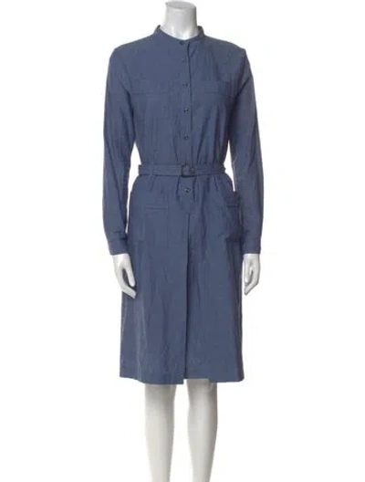 Pre-owned Apc Mock Neck Knee-length Dress In Blue