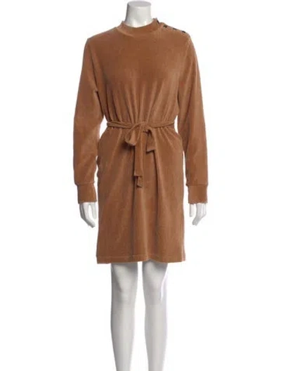 Pre-owned A.p.c. Mock Neck Knee-length Dress In Brown