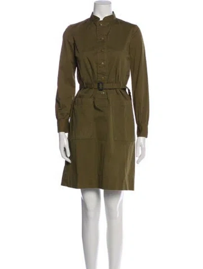 Pre-owned Apc Mock Neck Knee-length Dress In Green