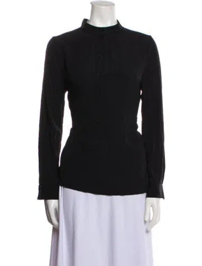 Pre-owned A.p.c. Mock Neck Long Sleeve Button-up Top In Blue