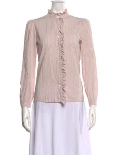 Pre-owned Apc Mock Neck Long Sleeve Button-up Top In Pink