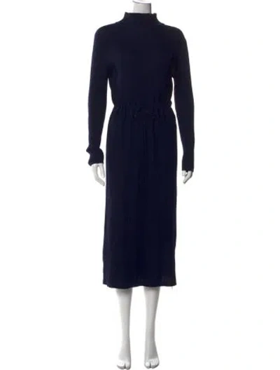 Pre-owned A.p.c. Mock Neck Midi Length Dress In Blue