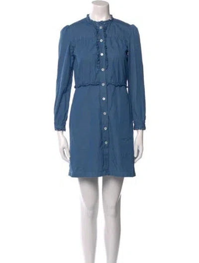 Pre-owned Apc Mock Neck Mini Dress In Blue