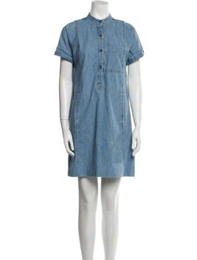 Pre-owned Apc Mock Neck Mini Dress In Blue