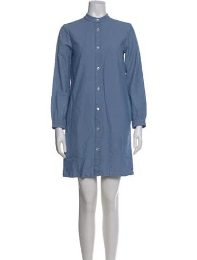 Pre-owned Apc Mock Neck Mini Dress In Blue