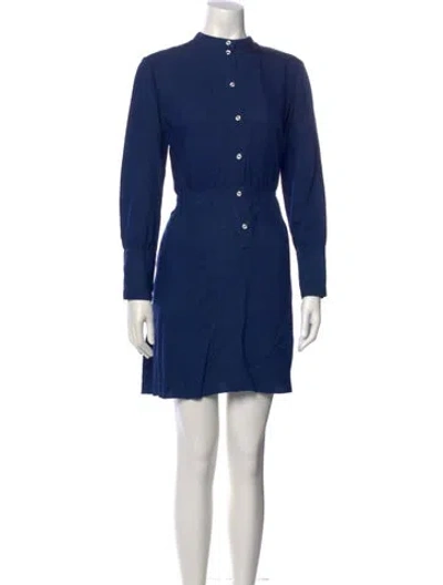 Pre-owned Apc Mock Neck Mini Dress In Blue