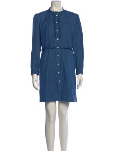Pre-owned Apc Mock Neck Mini Dress In Blue