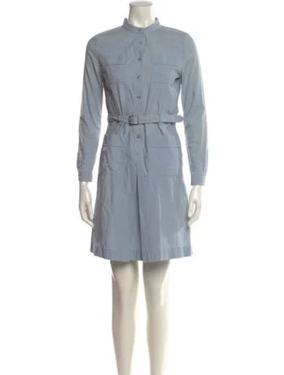 Pre-owned Apc Mock Neck Mini Dress In Blue
