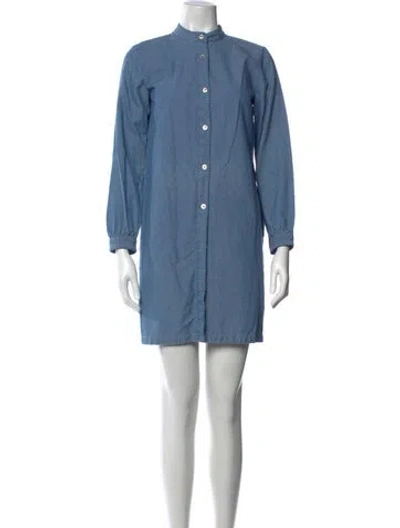 Pre-owned Apc Mock Neck Mini Dress In Blue