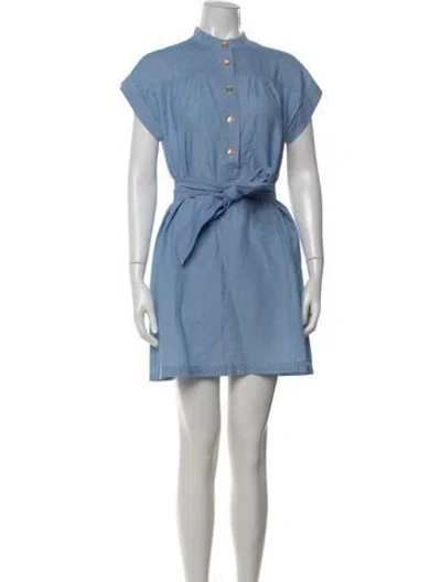 Pre-owned Apc Mock Neck Mini Dress In Blue