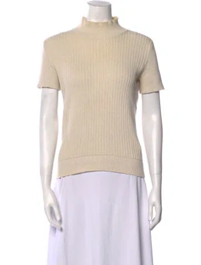 Pre-owned Apc Mock Neck Short Sleeve Top In Neutral