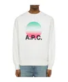 Apc White Crewneck Sweatshirt With Logo And Faded Circle Print For Men In White