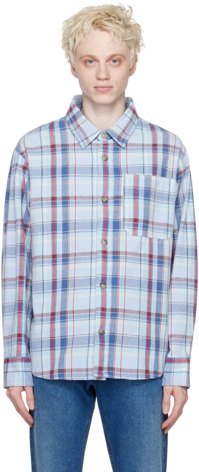 Apc Multicolor Basile Shirt In Iab Light Blue