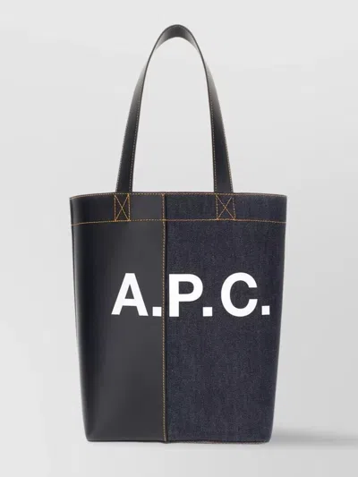 Apc Multicolor Denim And Fabric Axel Shoulder Bag In Black