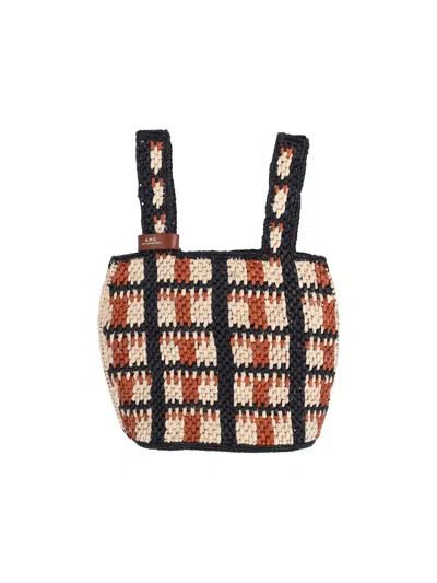 A.p.c. Multicolor Pecan Raffia Leather-trim Tote Bag In Brown