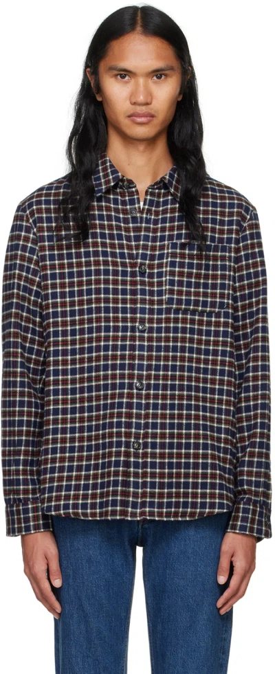 Apc Multicolor Trek Overshirt In Iak - Dark Navy Blue