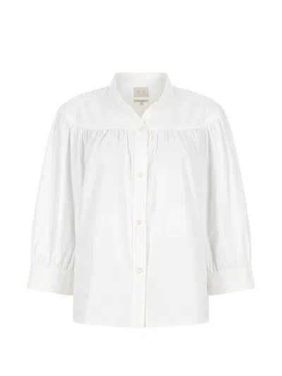 A.p.c. Natalie Gathered-detailing Long-sleeved Blouse In White