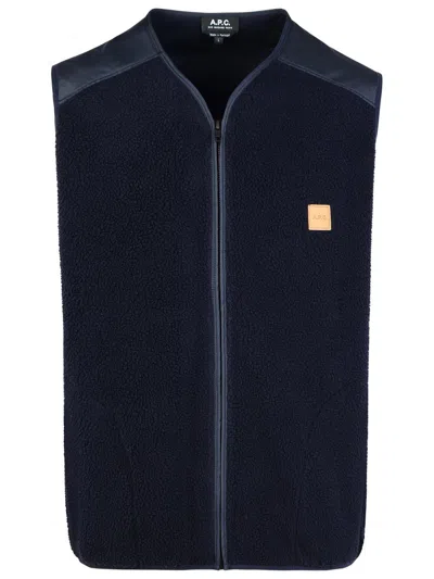 Apc A.p.c. 'nate' Navy Polyester Vest In Black