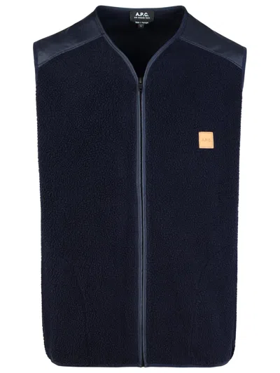 Apc A.p.c. 'nate' Navy Polyester Vest In Blue