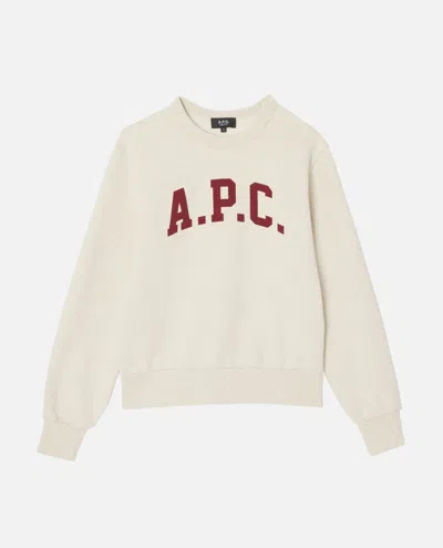 Apc Natural Crewneck Logo Sweatshirt In White
