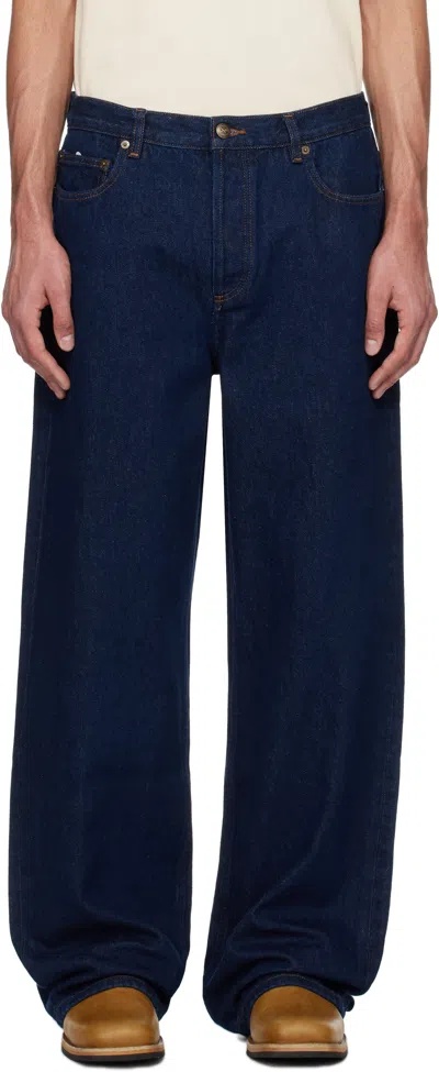 Apc Navy Aaron Jeans In Ial Washed Indigo
