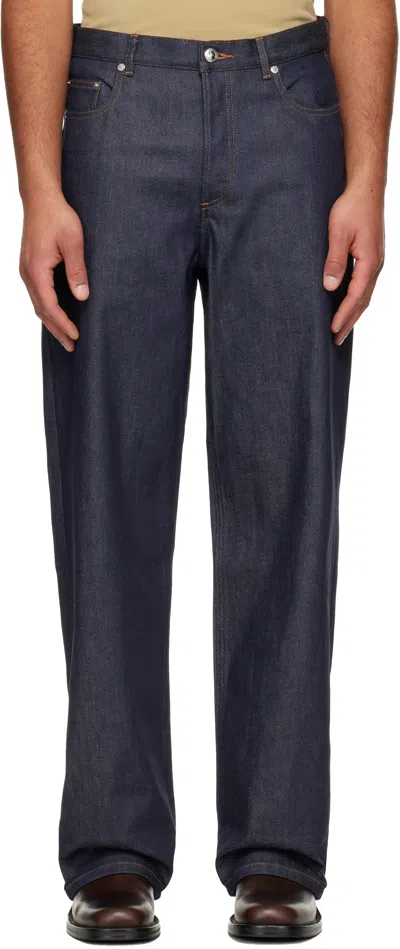 Apc Navy Aaron Jeans In Blue