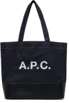Apc A.p.c. Men Blue Denim And Leather Axel Shopping Bag In Iak Dark Navy