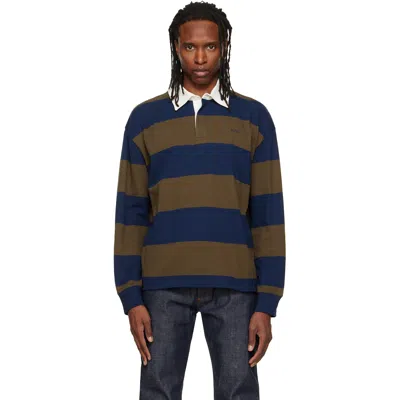 A.p.c. Navy & Khaki Isaac Polo In Iak Dark Navy