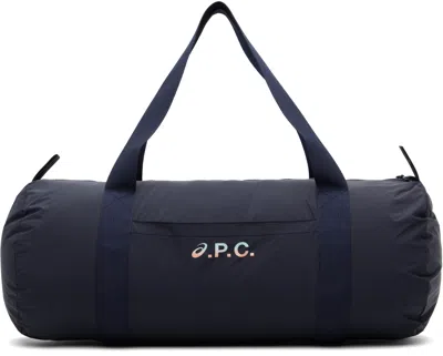 Apc Navy Asics Edition Gym Duffle Bag In Iak Dark Navy
