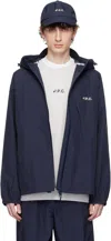 Apc Asics Interaction Logo-print Shell Hooded Jacket In Iak Dark Navy