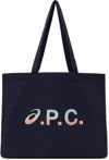 Apc Navy Asics Edition Shopping Diane Tote In Iak Dark Navy