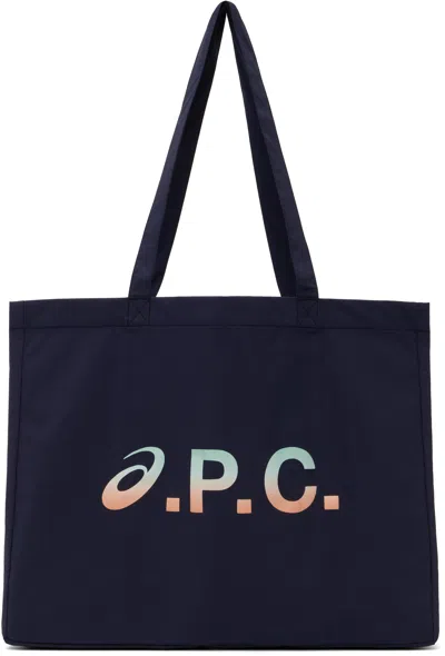 Apc Navy Asics Edition Shopping Diane Tote In Orange