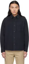 Apc Navy Basile Brodée Poitrine Overshirt In Iak Dark Navy