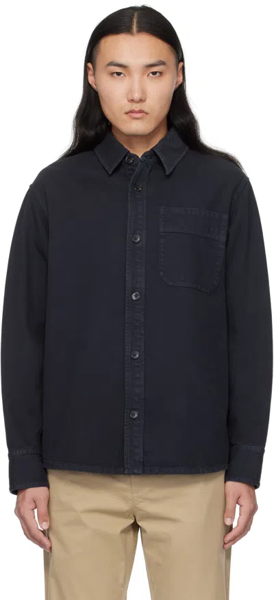 Apc Navy Basile Brodée Poitrine Overshirt In Iak Dark Navy