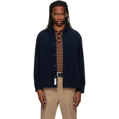 A.p.c. Navy Basile Logo Overshirt In Iak Dark Navy