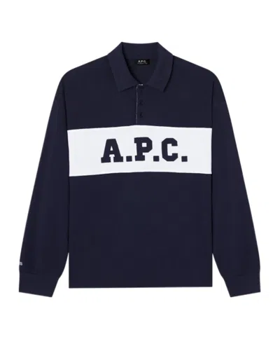 A.p.c. Navy Blue  Rugby Polo
