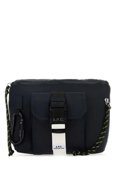 Apc A.p.c. Navy Blue Canvas Trek Belt Bag In Black