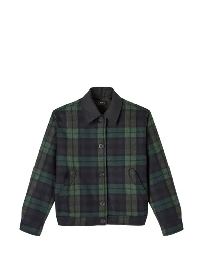 A.p.c. Navy Blue Checked Jacket In Multi